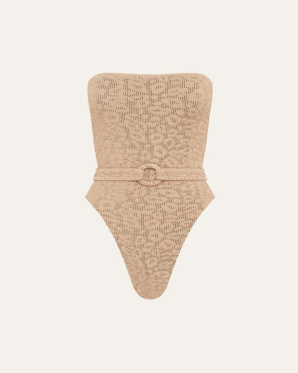 Oat Leopard Belted Fane One-Piece Swimsuit